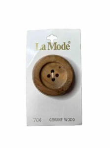 Genuine Wood Buttons LA MODE Vintage Size 55 ( 1 3/8") inch wooden - Picture 1 of 2