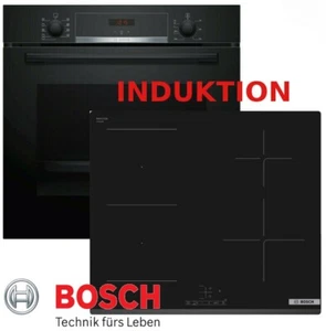 Bosch Induktion Herdset Autark Backofen Schwarz 3D Kochfeld Induktion CombiZone - Bild 1 von 11