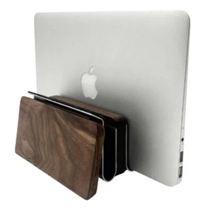 Vertical Laptop Stand, Dual Slot Wooden Laptop Holder Vertical for Desk - Picture 1 of 5