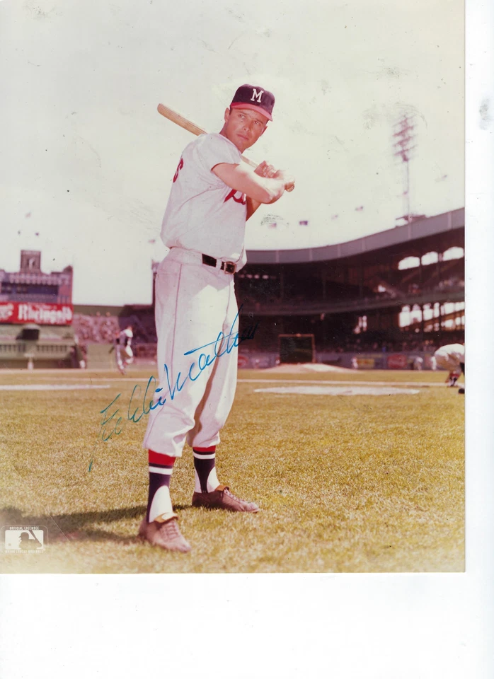 Eddie Mathews autographed 8x10 - Milwaukee Braves - Hall of Fame - Image 1 of 1
