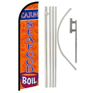 Cajun Seafood Boil Windless Banner Swooper Advertising Flag Kit Cajun Food - Picture 1 of 8