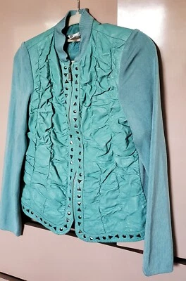 Chaqueta Peter Nygard Imitación Cuero Azul con Cremallera - S Foto 1 de 4