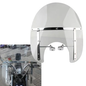 7/8 & 1" Handlebar Motorcycle Large Smoke Windshield For Yamaha Cruiser Harley - Picture 1 of 7