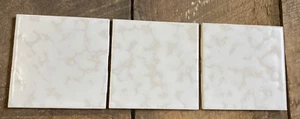 NOS 3 Vintage Mid Century Beige White Mottled 4.25" Square Ceramic Tiles Lot Set - Picture 1 of 3