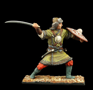 Soldat d'étain guerrier mongol de collection, agitant une épée, XIIIe siècle c. Mongols
