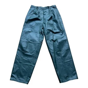 Lord & Taylor Size 16 (Run Small) Green 100% Cow Nappa Leather Pleated Pants - Picture 1 of 15