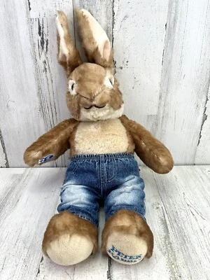 BAB Build A Bear Peter Rabbit Talking Distressed Jeans Plush Rabbit Bunny - Image 1 of 4