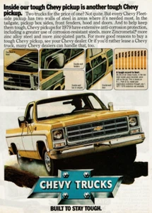 1978 Vintage Print Ad Chevy Trucks 1979 Fleetside Pickup Yellow Built Stay Tough - Picture 1 of 2