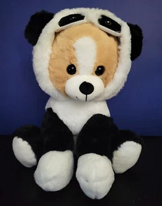 HugMe Puppy Dog Stuffed Animal Toy Dressed As Panda 12" Sitting Plush Soft - Picture 1 of 5