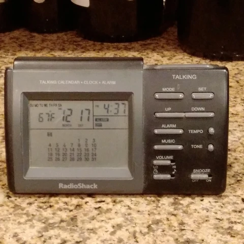 Rare Vintage Radio Shack Talking Clock Thermometer with Calendar Cover