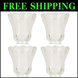 Clear & Frosted Glass Ceiling Fan Light Covers - Pack of 4, Transitional Style - Picture 1 of 11