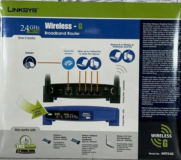 Linksys WRT54G 2.4 ghz Wireless-G Broadband Router NEW IN BOX - Image 1 of 1