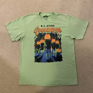 Goosebumps R.L. Stine Pumpkin Head Jack O Lanterns Green T-Shirt Size L Philcos - Picture 1 of 10