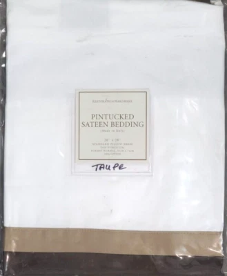 Restoration Hardware "Pintucked Sateen" Taupe Standard Pillow Sham - Image 1 of 3