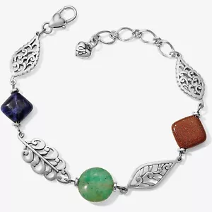 NWT Brighton Barbados Leaves Silver & Multi-colored Natural StoneBracelet $58 - Picture 1 of 2