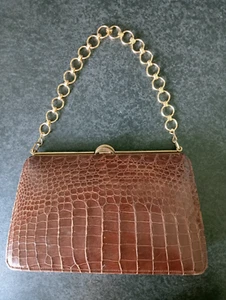 (634) Vintage Crocodile Alligator Skin Handbag # Yip Lee Woh Singapore Malaya - Picture 1 of 15