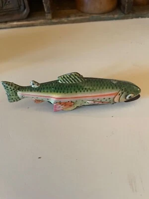 Juguete de fricción de trucha de hojalata litografiado de colección Hadson-Japón Foto 1 de 4