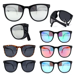 Mens Collapsible Oversize Thin Plastic Hipster Horn Rim Sunglasses - Picture 1 of 43