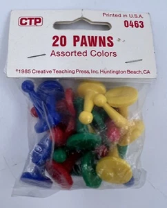 Vintage 1" Inch Multi-Color Pawns Pieces for Board Games, Assorted Colors,NIP - Picture 1 of 6