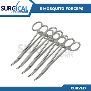 5 instrumentos dentales quirúrgicos curvos para mosquitos de 5" grado alemán - Imagen 1 de 7
