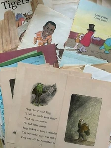 Lot of 50 VINTAGE CHILDREN'S BOOK PAGES Ephemera Junk Journal Collage - Picture 1 of 14