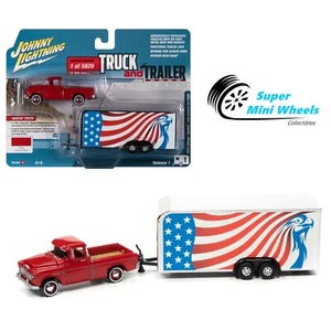 Johnny Lightning 1:64 - 1955 Chevy Cameo w/Enclosed Trailer (Red) - Picture 1 of 3