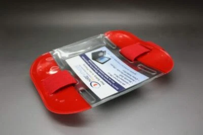 HIRE WITNESS 2x RED HIGH VISIBILITY SIA SECURITY ARMBAND ID BADGE CARD HOLDER