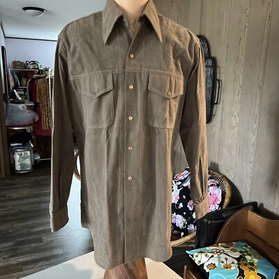 Camisa/chaqueta con botones Reyn’s de los años 70 rara para hombre .45 Cal Gripper broches de presión Foto 1 de 4