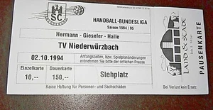 TICKET Handball Bundesliga SC Magdeburg Niederwürzbach 1994 Eintrittskarte DDR - Picture 1 of 2