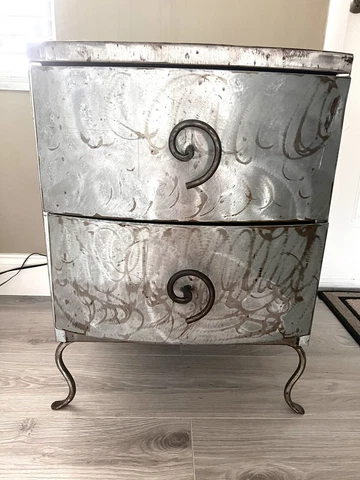 1979 RARE Postmodern Memphis Metal Nightstand End Table Norman Bel Geddes Style Cover