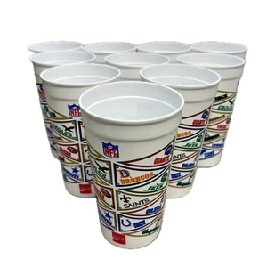 Lot of 10 Vtg Plastic Promo Collectible Cups NFL Football Coca-Cola Coke 16 Oz - Picture 1 of 15