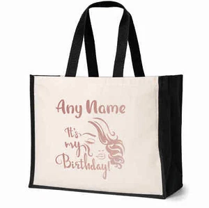 Personalised Its My Birthday Tote Bag Any Name Ladies Canvas Shopper - Picture 1 of 6