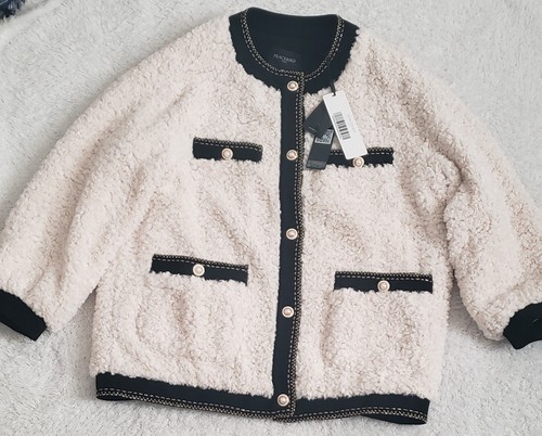 OFF WHITE Peacebird Cappotto sfocato bianco sporco e nero Taglia Medium