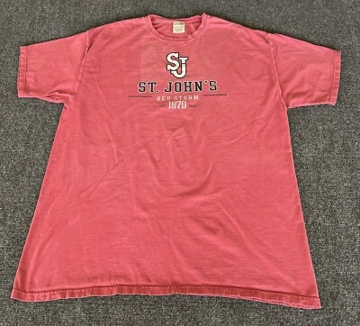 St. Johns Red Storm T Shirt Mens 2XL Y2K Pink Black Logo Distressed Basketball  - Image 1 of 4