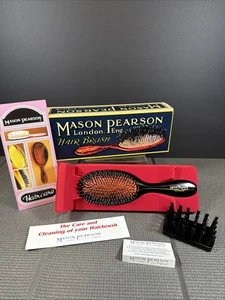 Práctico cepillo de cerdas y nailon Mason Pearson BN3 rubí oscuro 2 piezas práctico tamaño caja abierta - Imagen 1 de 15