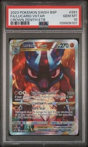 DA100689 2023 POKEMON SWSH BSP #291 FA/LUCARIO VSTAR CROWN ZENITH ETB PSA 10 - Picture 1 of 2