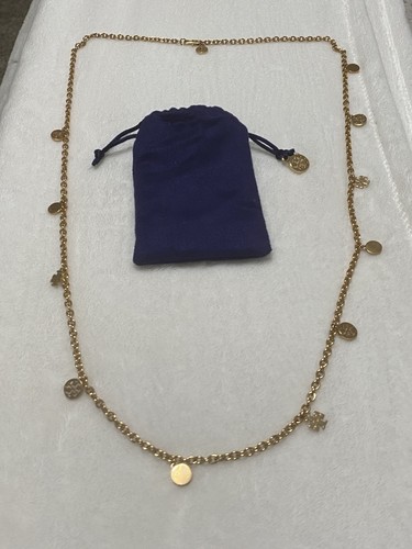 Collana donna Tory Burch con ciondolo multi logo rosario placcato oro 16 carati