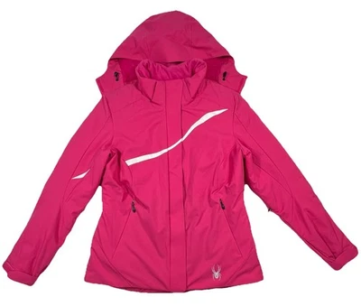 SPYDER Mujer 10 Rosa Chaqueta de Esquí Con Capucha Abrigo para Nieve Cremallera Completa Estilo 113160 Usado en Excelente Condición Foto 1 de 4
