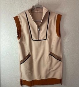 Entro cremefarben strukturiertes Kleid Colorblock-Detail Medium Reißverschluss sportlich - Bild 1 von 1