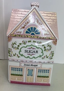 Lenox Village Sweet Shoppe SUGAR Porcelain House Canisters 1990 Flaws See Pics - Picture 1 of 13