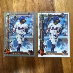 2025 Topps Holiday #H113 Luisangel Acuna RC - Brillo plateado y base Rookie Mets - Imagen 1 de 2