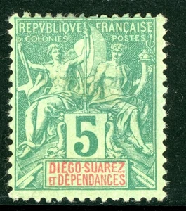 France Colonies 1892 Diego Suarez 5¢ Green Scott #28 Mint G5 - Picture 1 of 6
