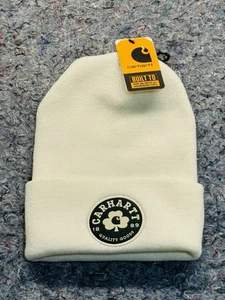 Carhartt Beanie Knit White Shamrock Patch St Patricks Day Edition Hat NWT - Picture 1 of 6