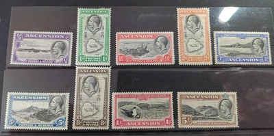 ASCENSION 1934 GEORGE V SG21-30 PART SET TO 5/- BLACK & BROWN (NO 2/6) MINT - Image 1 of 3