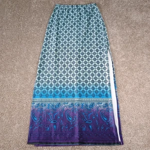 Joule Samt Velours Maxirock Schlitze Paisley blau lila Medium USA - Bild 1 von 6