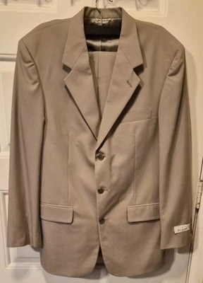 DE COLECCIÓN BILL BLASS TRAJE DE LANA CON ESTAMBRE CHAQUETA PANTALONES CONJUNTO 40 LG 34 CINTURA PANTALONES NUEVO CON ETIQUETAS Foto 1 de 4