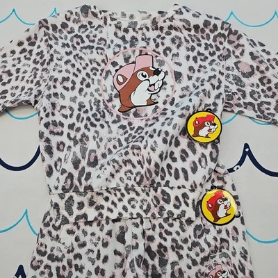 Buc-ees девочки 2 изделия леопард печать пижамы размер XS новый с ярлыками - Изображение 1 из 4