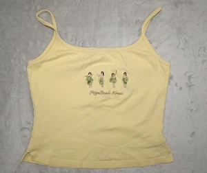 Poipu Beach Kauai Womens Small Yellow Hula Girl Spaghetti Strap Crop Top Hawaii - Picture 1 of 14
