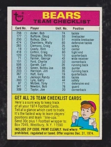 1974 Topps Football Team Checkliste Sharp Clean NM *** KOSTENLOSER VERSAND *** - Bild 1 von 1