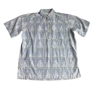 Men's Medium Hawaiian Sailboat Print Button Down Shirt - Picture 1 of 7
